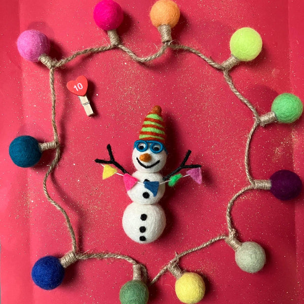 Handmade Felt Benedict the Snowman Arctic Hanging Decoration