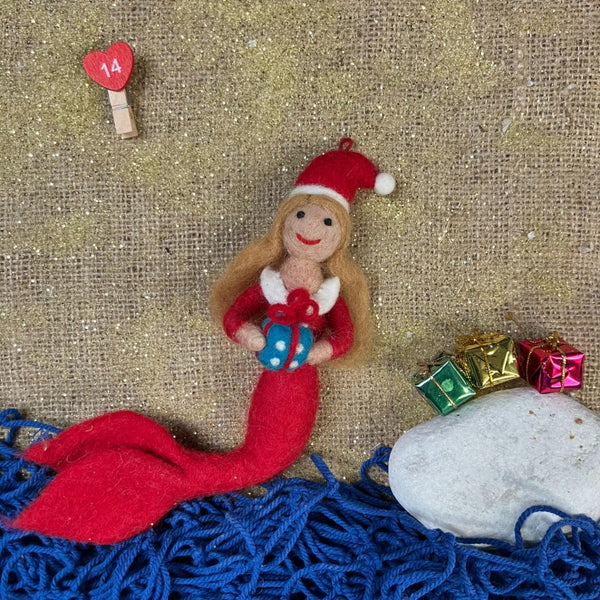 Handmade Felt Christmas Mermaid Hanging Decoration