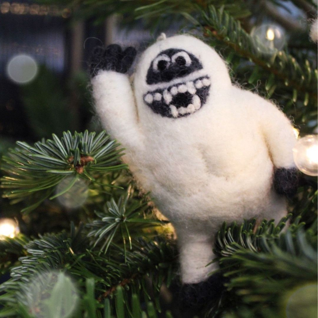 Handmade Felt Yeti Biodegradable Hanging Decoration