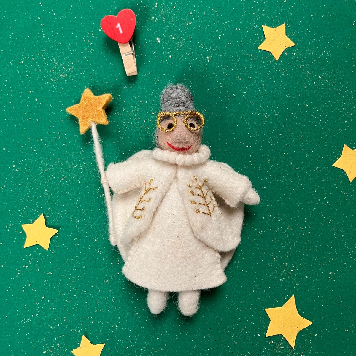 Handmade Felt Faith the Fairy Godmother Hanging Christmas Decoration