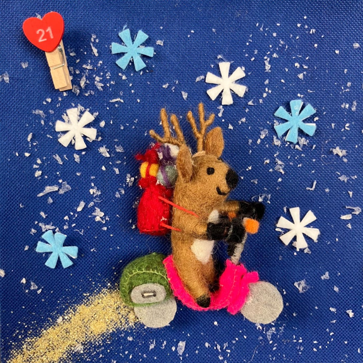 Handmade Felt Comet the Reindeer Hanging Christmas Decoration