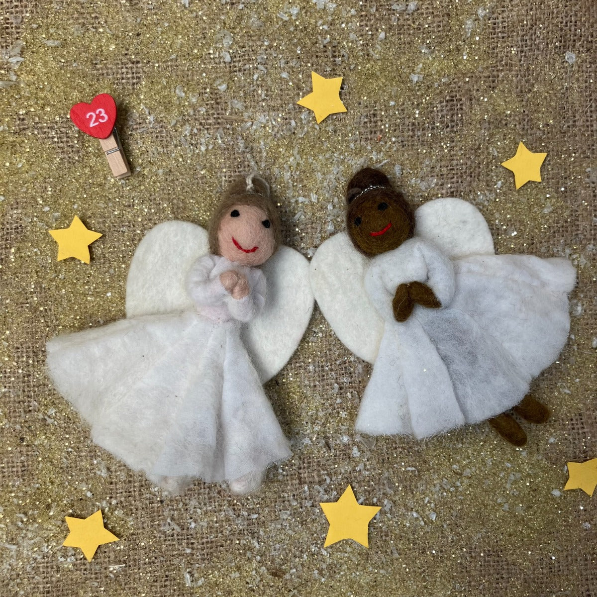 Handmade Felt Fair trade Christmas Angel Hanging Tree Decoration