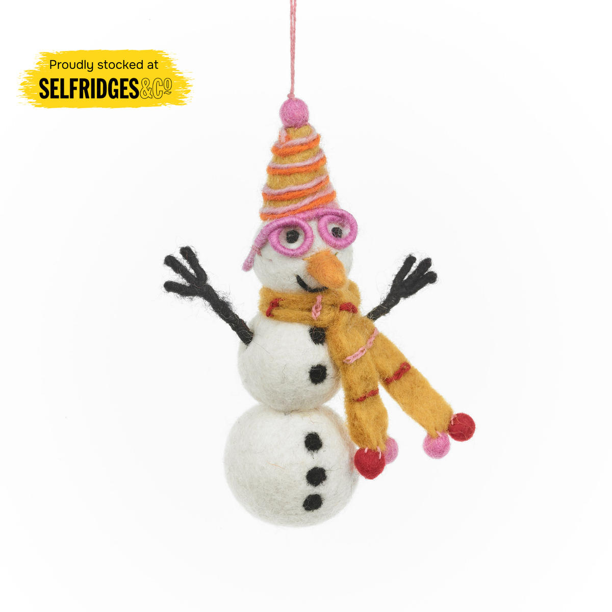 Handmade Felt Betty the Snowman Funky Snowman Hanging Decoration