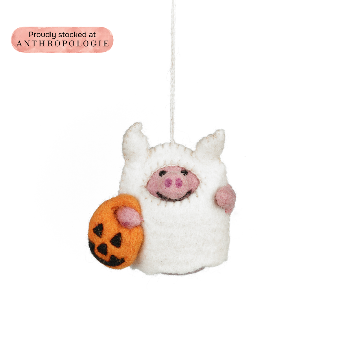 Handmade Felt Boo! Pig Hanging Halloween Decoration