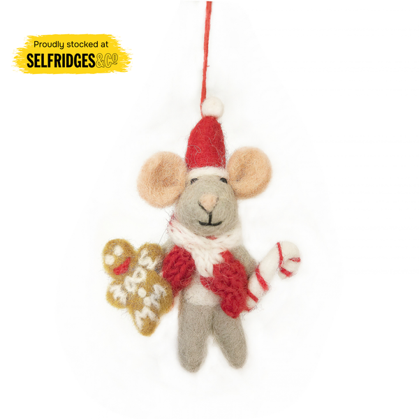 Handmade Felt Chris Mouse Christmas Mouse Hanging Decoration