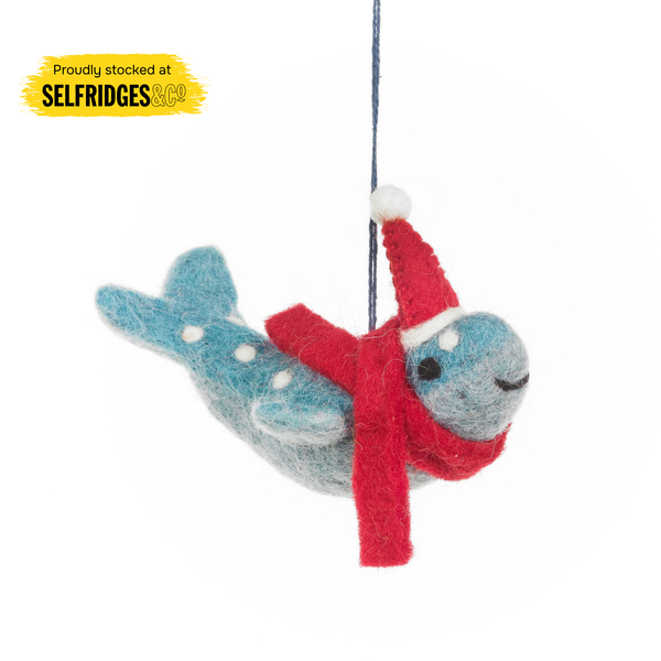 Handmade Felt Christmas Humpback Whale Hanging Sealife Decoration