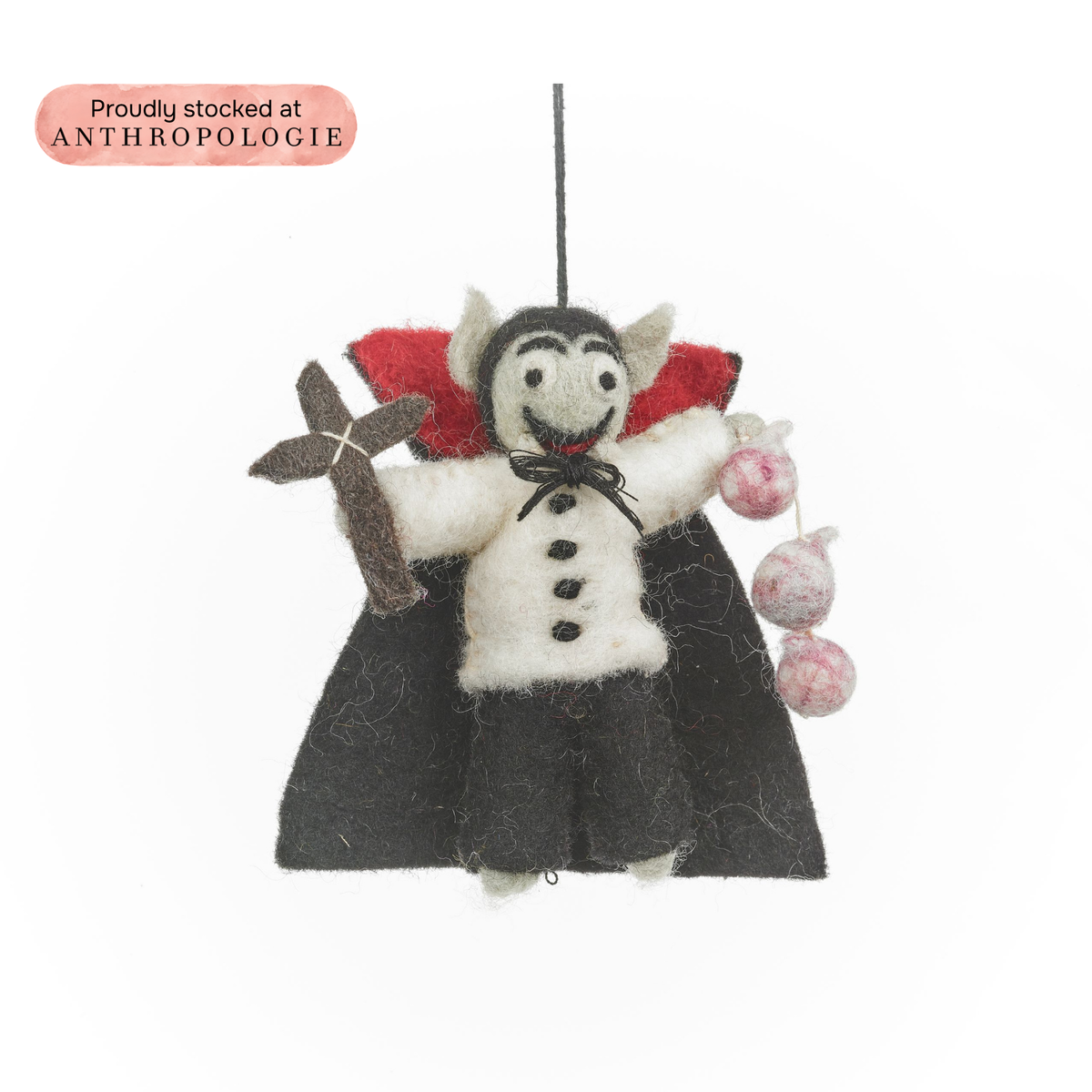 Handmade Felt Dracula the Vampire Hanging Halloween Decoration