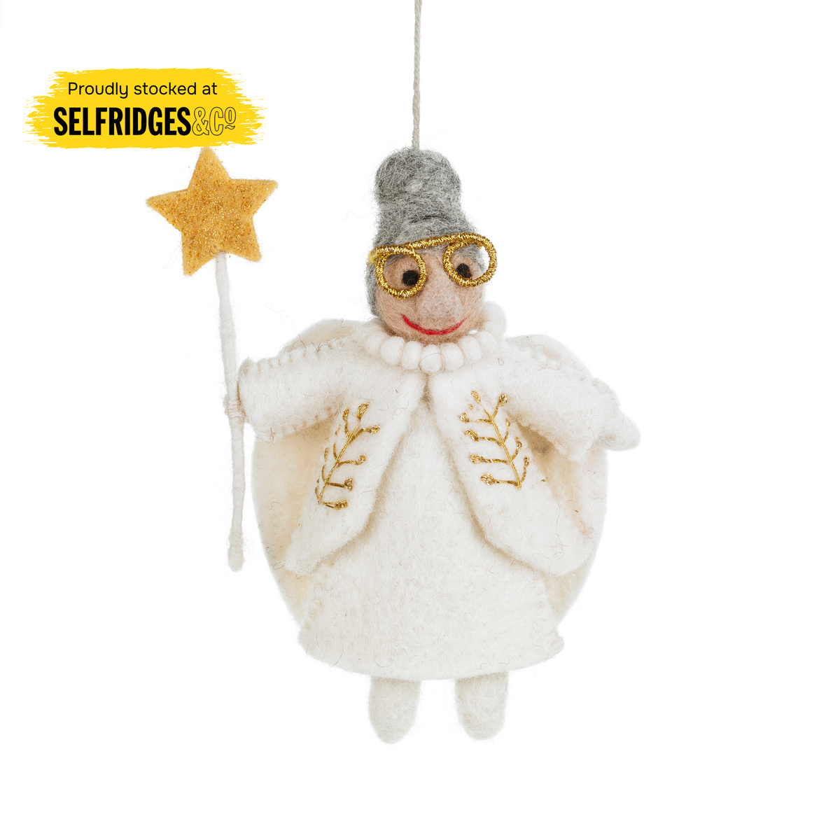 Handmade Felt Faith the Fairy Godmother Hanging Christmas Decoration