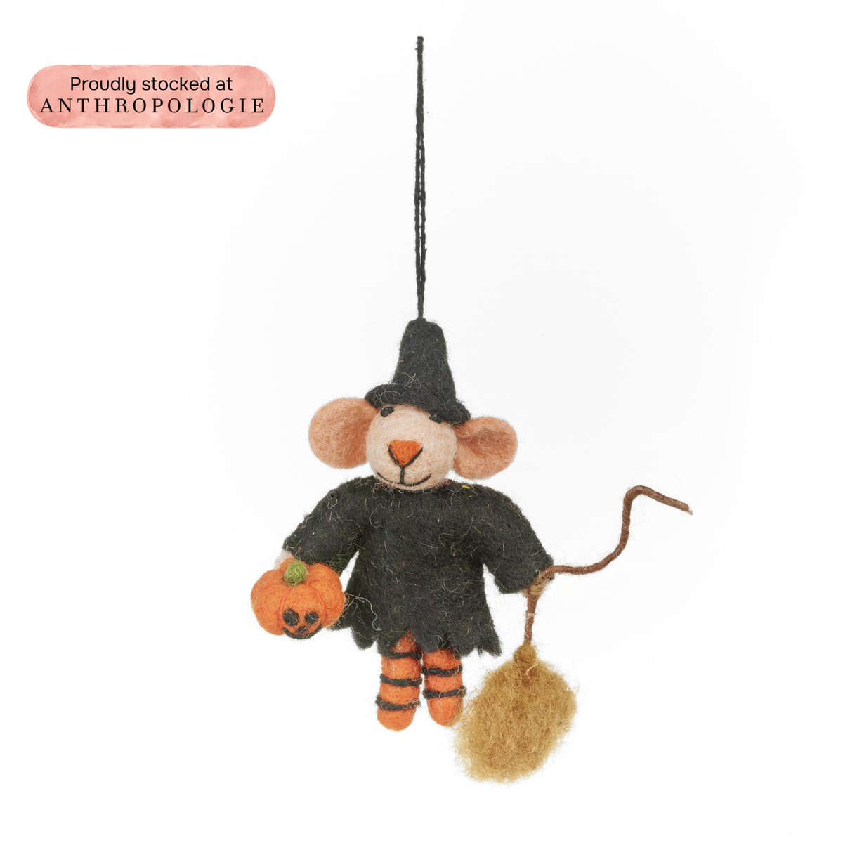 Handmade Felt Glinda Mouse Halloween Witch Hanging Decoration