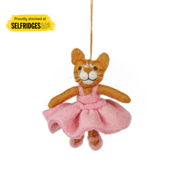Handmade Felt Gracie Cat Hanging Decoration