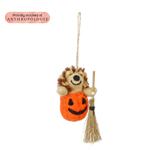 Handmade Felt Halloween Hedgehog Hanging Decoration