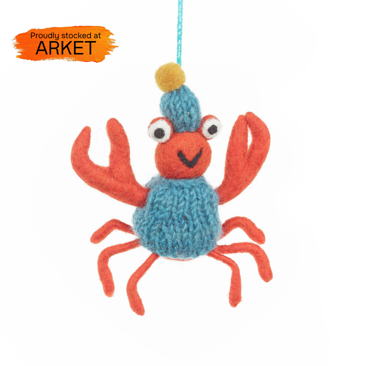 Handmade Felt Sammy Snowcrab Hanging Christmas Crab Decoration