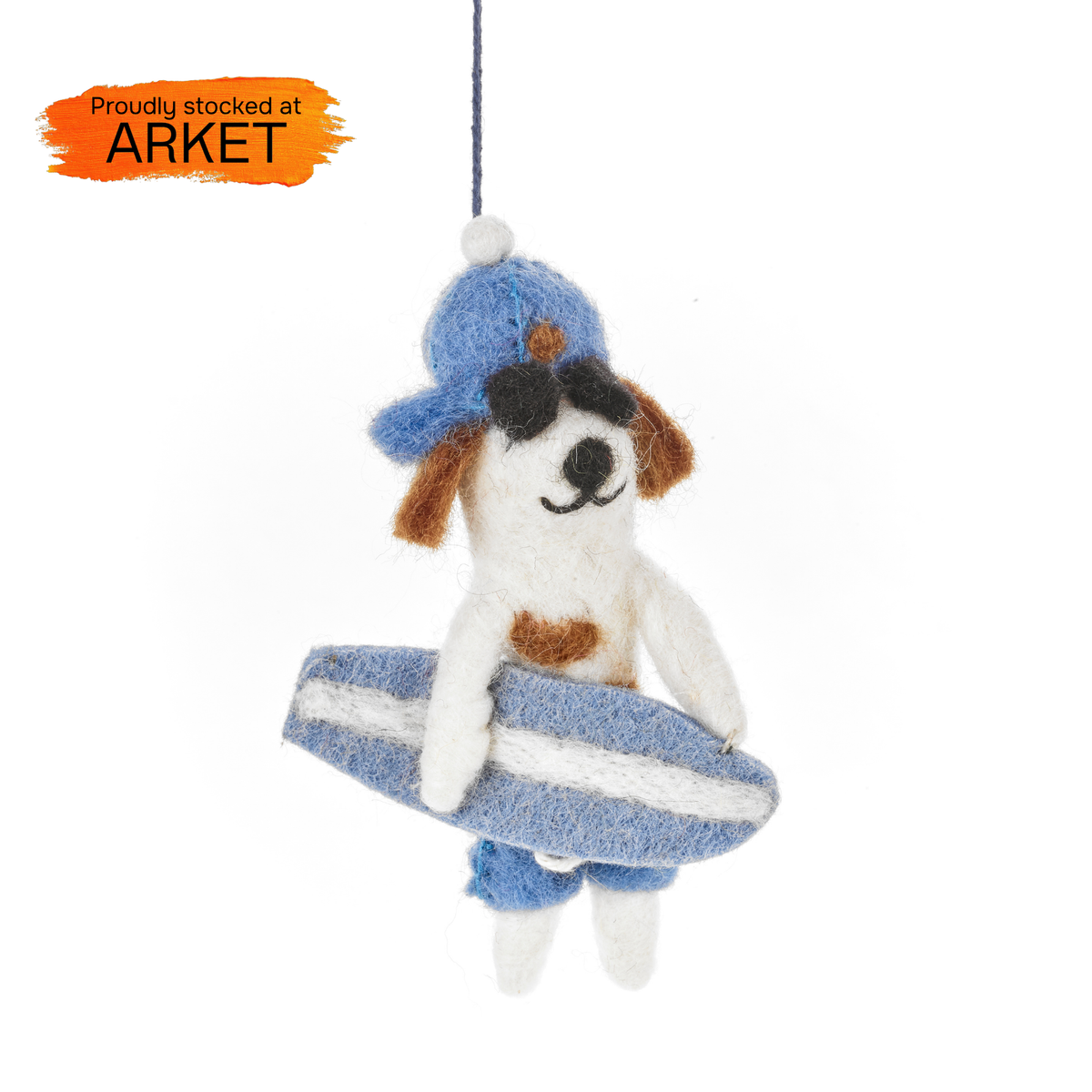 Handmade Felt Waveriding Surfer Dog Hanging Decoration