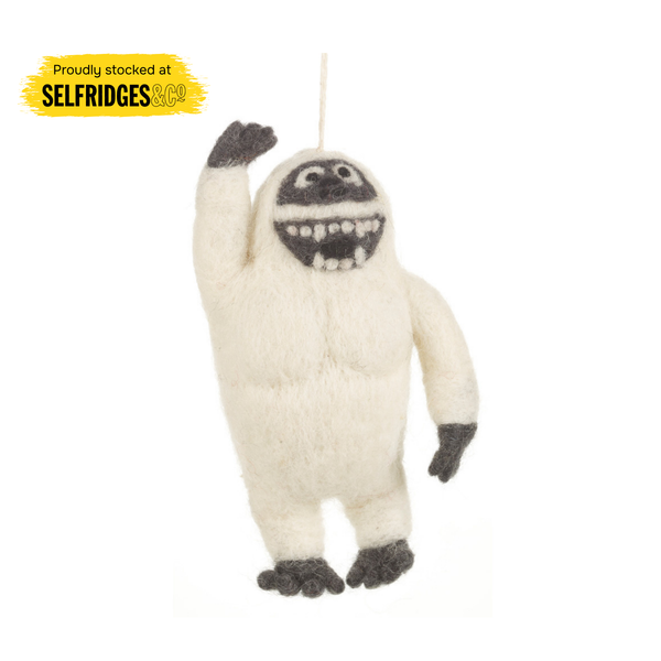 Handmade Felt Yeti Biodegradable Hanging Decoration