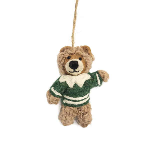 Handmade Felt Barney the Bear Christmas Hanging Decoration