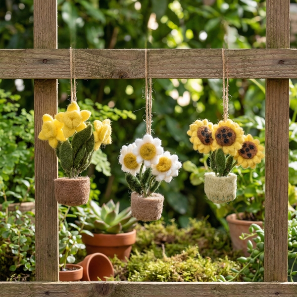 Handmade Hanging Fair trade Felt Pot o' Flowers Decoration