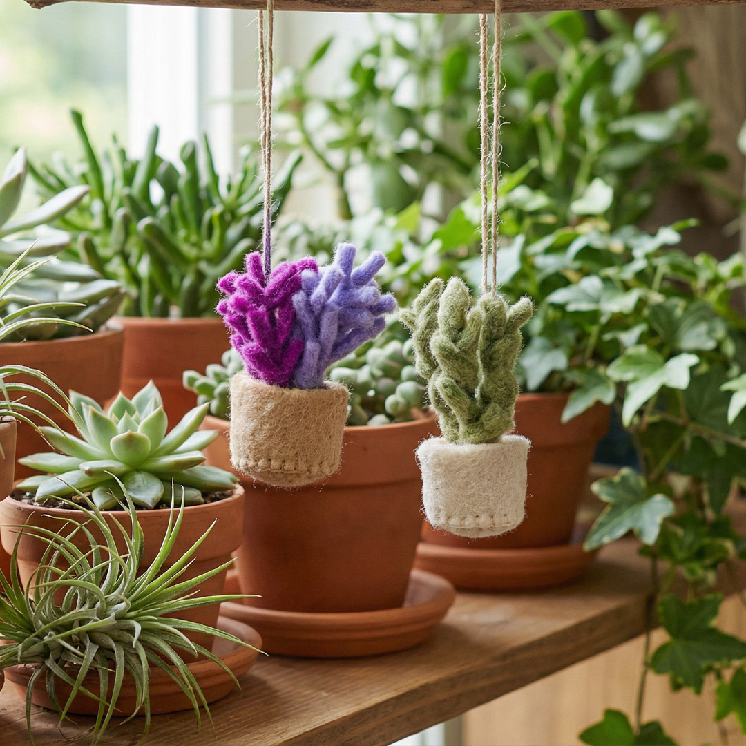 Handmade Felt Pot o' Lavender Hanging Decoration
