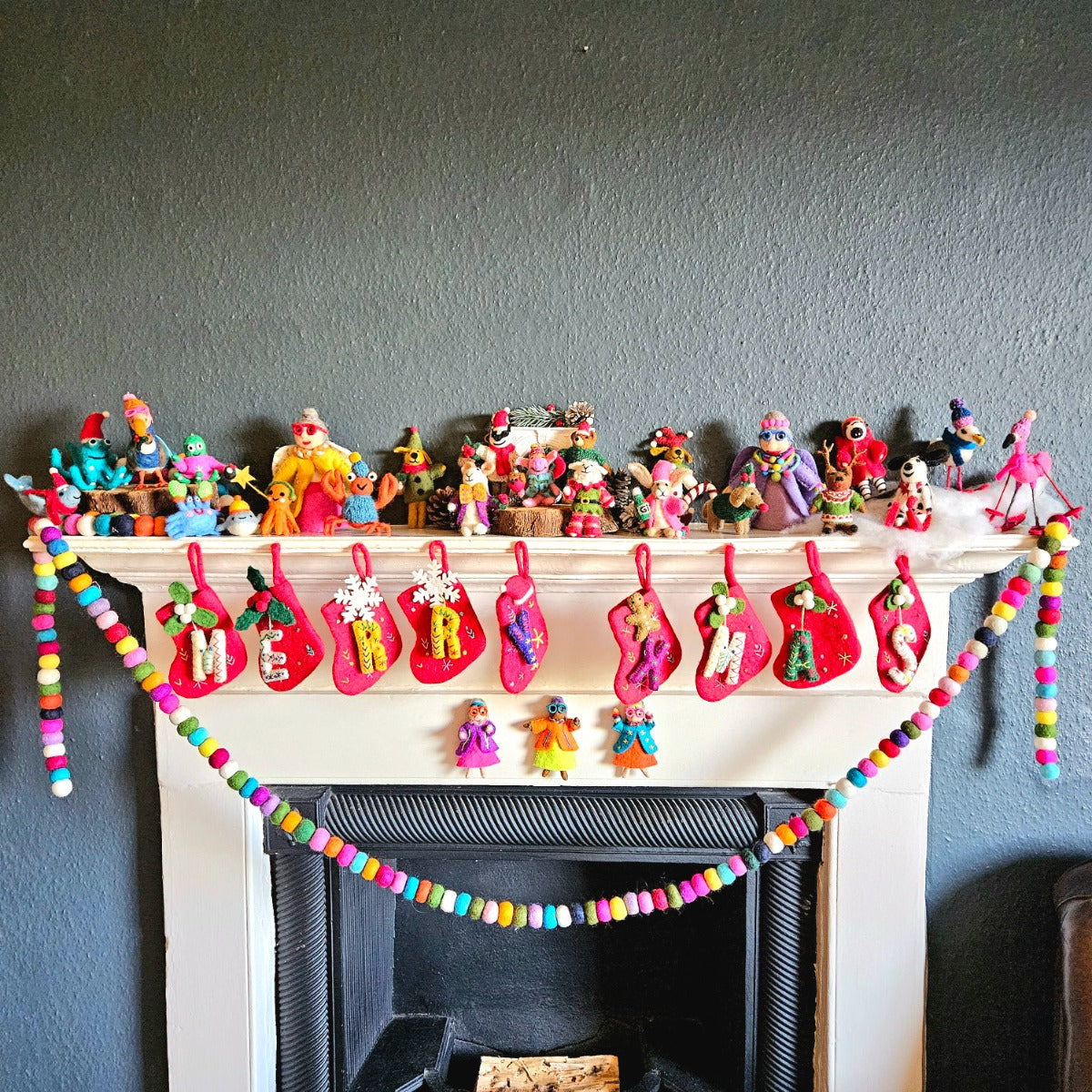 Handmade Felt Funky Mini Alphabet Stockings