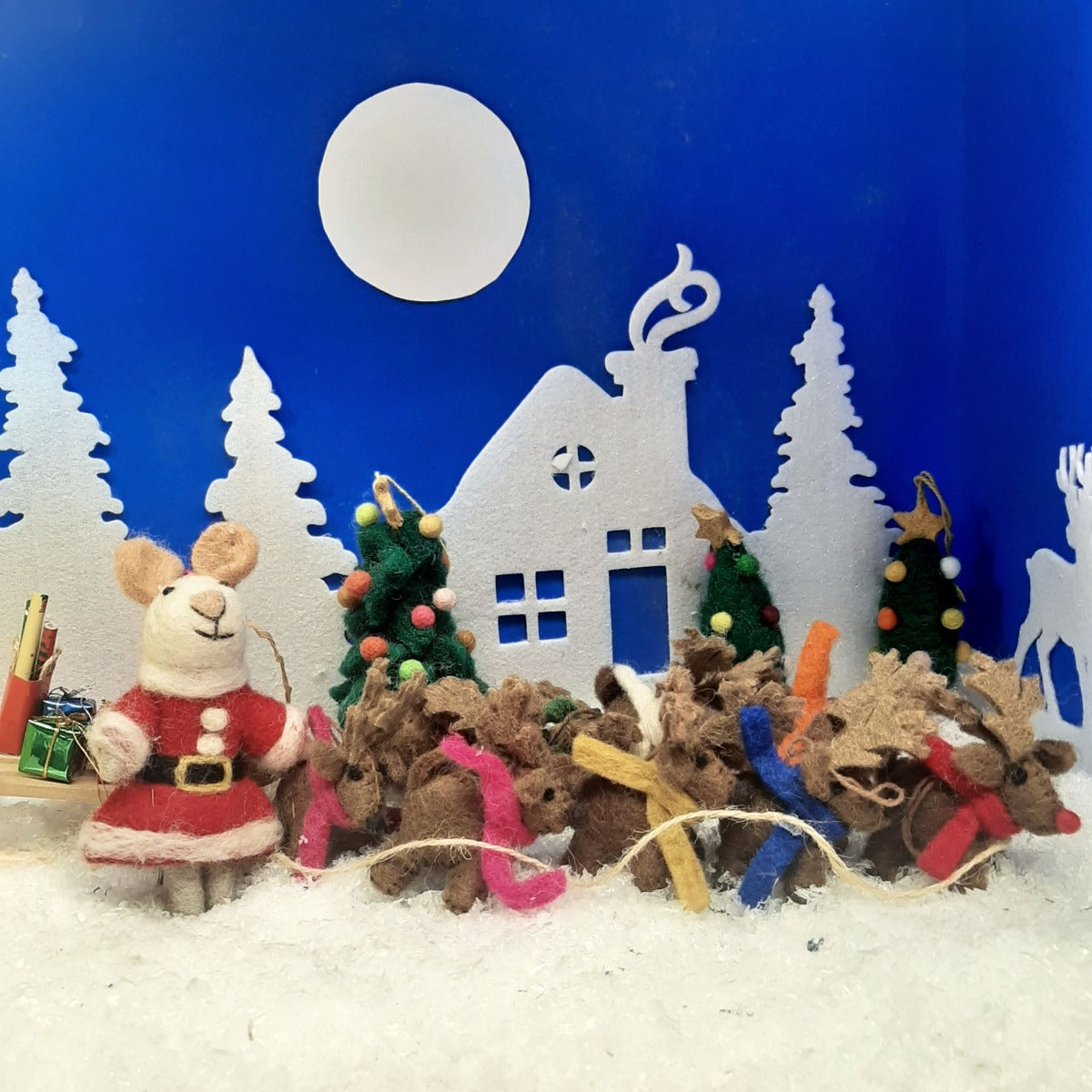 Handmade Felt Biodegradable Christmas Mrs Santa Paws Hanging Decoration