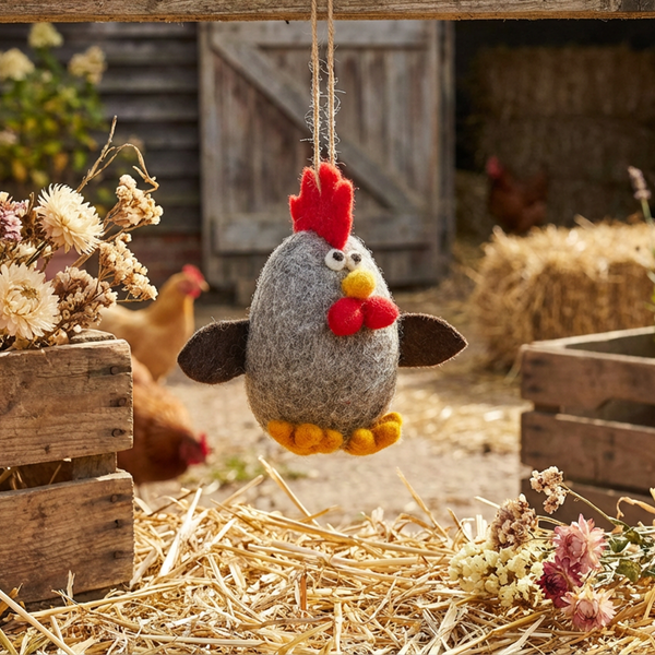 Handmade Albert Eggstein Hanging Biodergadable Needle Felt Easter Decoration