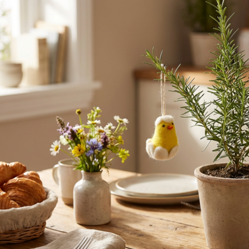 Handmade Felt Baby Chicklet Hanging Easter Decoration