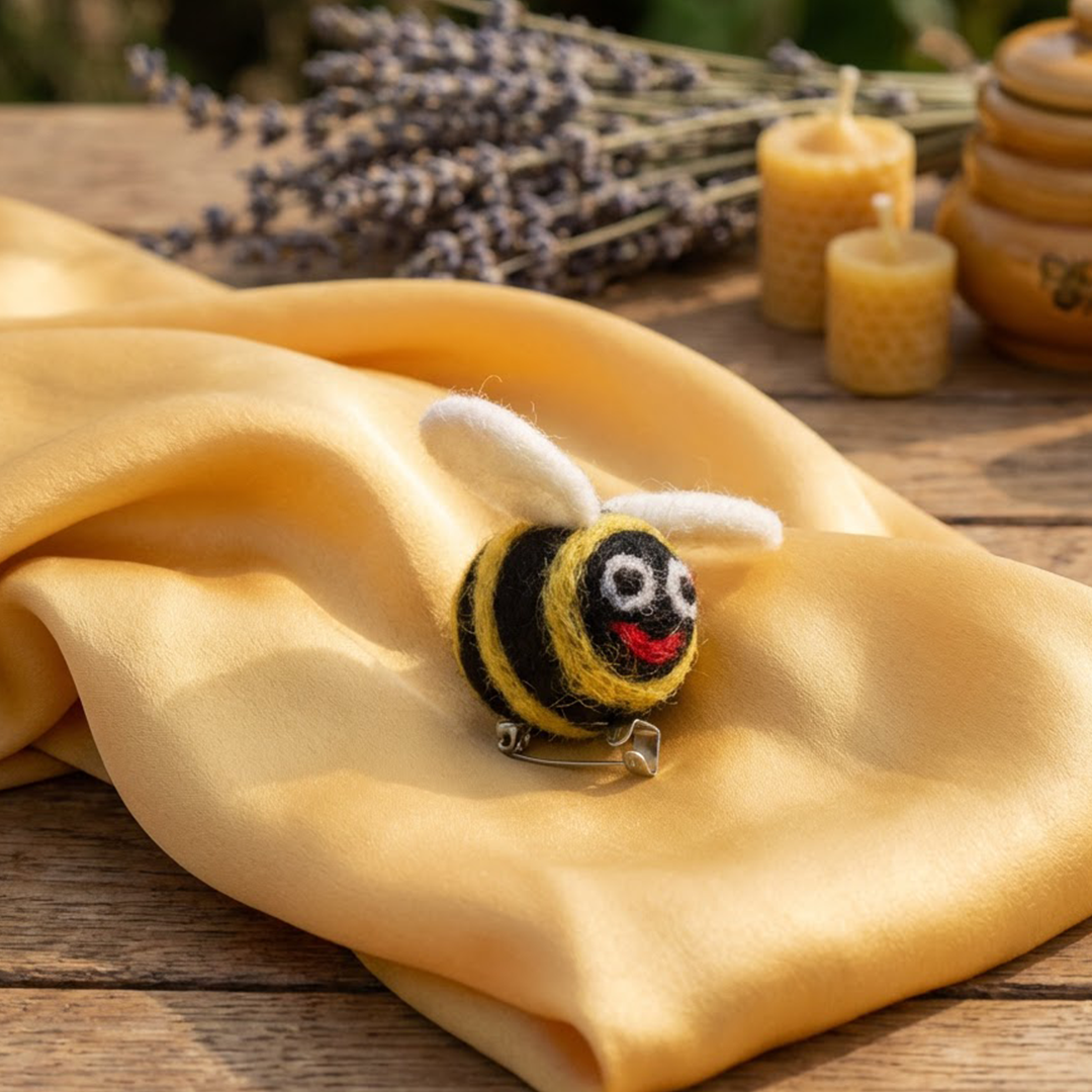 Handmade Bee Brooch Needle Felt Biodegradable Accessory