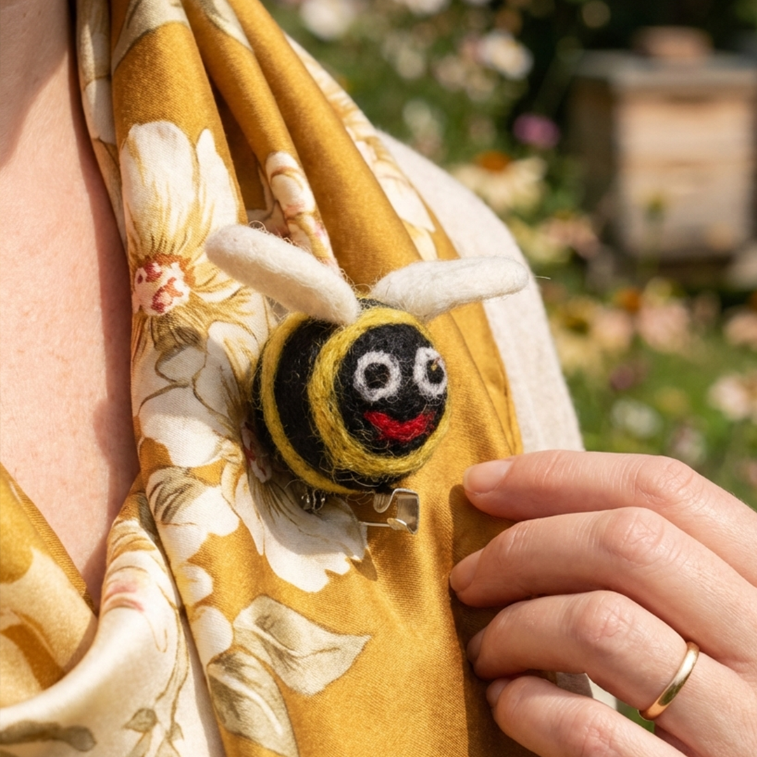 Handmade Bee Brooch Needle Felt Biodegradable Accessory