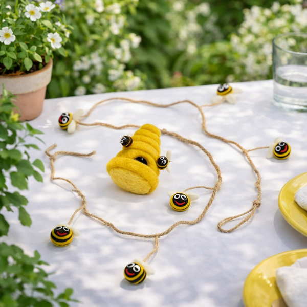 Handmade Biodegradable Felt Bumblebee Garland Home Decoration