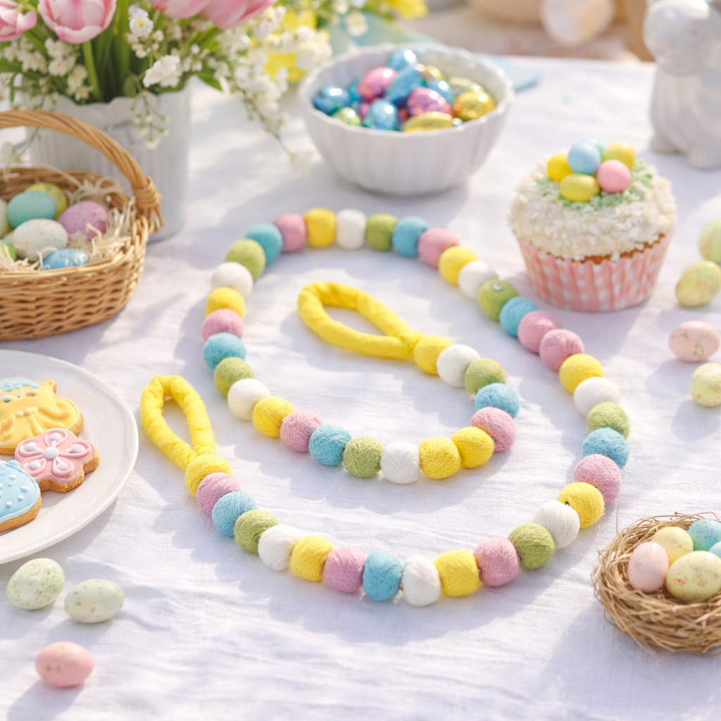 Handmade Biodegradable Felt Easter Bubble Garland Home Decoration