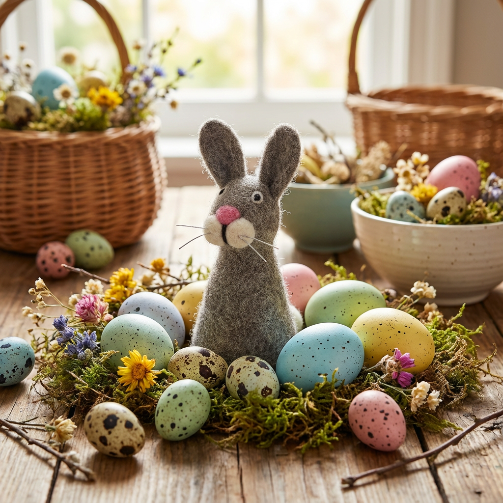 Handmade Biodegradable Felt Easter Yellow Chick or Grey Bunny Cosy Decoration