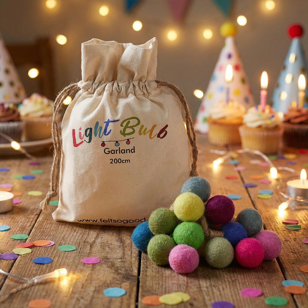 Handmade Biodegradable Felt Lightbulb Garland Home Decoration