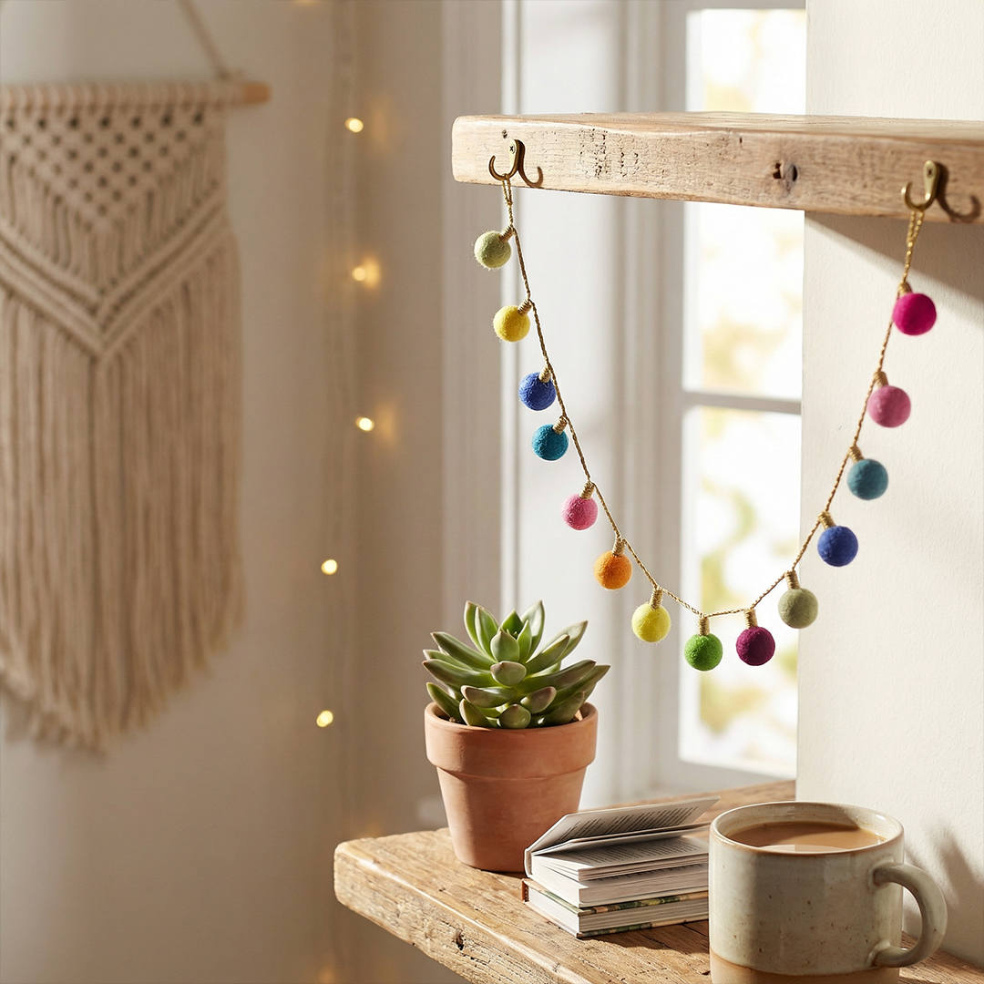 Handmade Biodegradable Felt Lightbulb Garland Home Decoration
