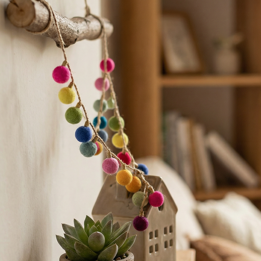 Handmade Biodegradable Felt Lightbulb Garland Home Decoration