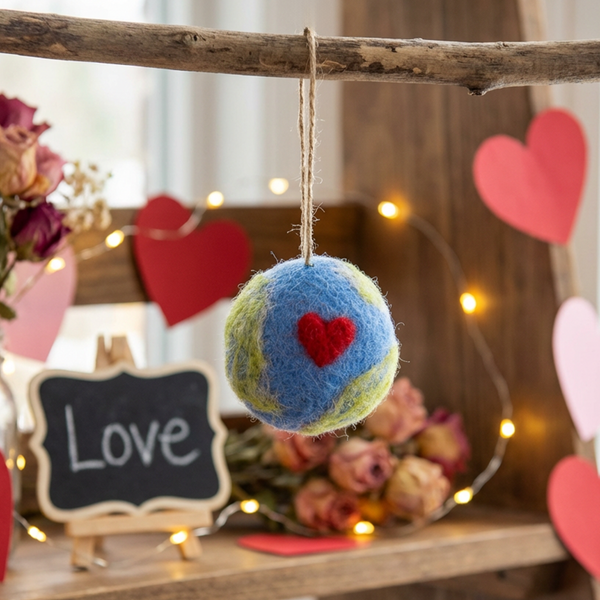 Handmade Felt Love Your Planet Hanging Earth Eco Decoration