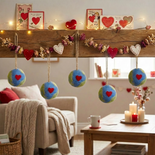 Handmade Felt Love Your Planet Hanging Earth Eco Decoration