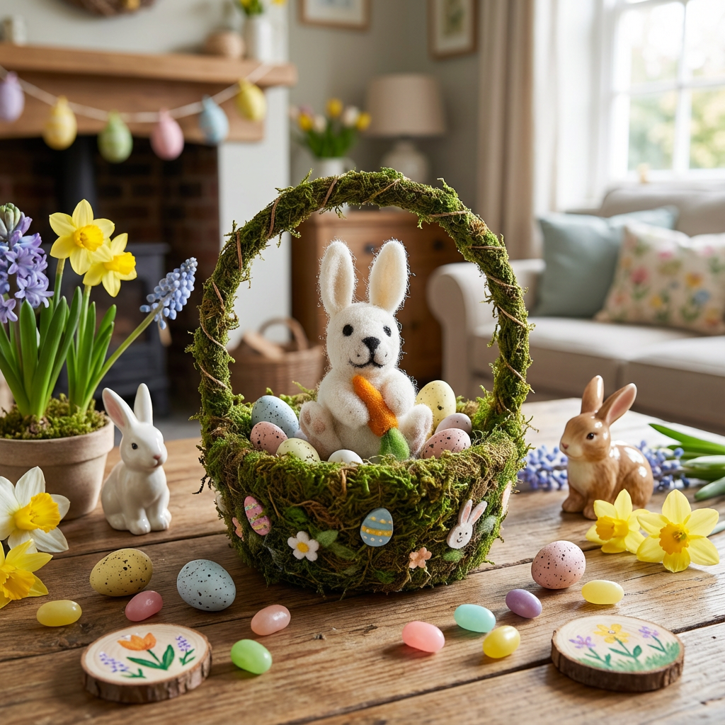 Handmade Bunny with Carrot Hanging Felt Easter Decoration