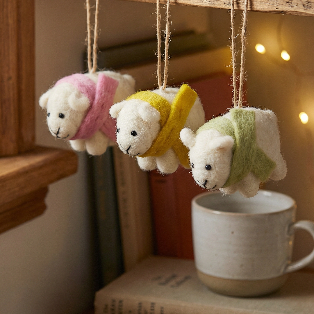 Handmade Cosy Lamb Needle Felt Easter Decoration