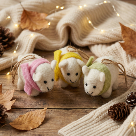 Handmade Cosy Lamb Needle Felt Easter Decoration