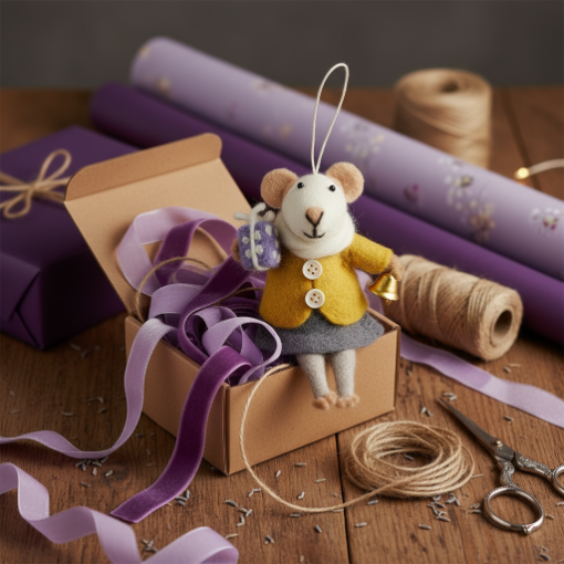 Handmade Felt Agnes Mouse Fair Trade Hanging Decoration