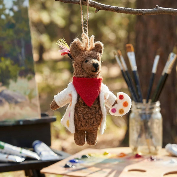 Handmade Felt Artist Alpaca Hanging Decoration
