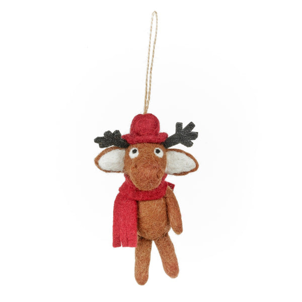 Handmade Felt Atticus the Moose Christmas Hanging Decoration