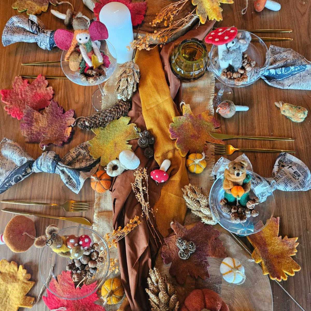 Handmade Felt Hanging Halloween Pumpkins (Set of 5) Hanging Decorations