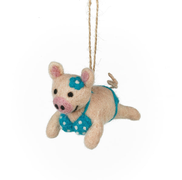 Handmade Felt Babe Beach Piggy Sealife Hanging Decoration