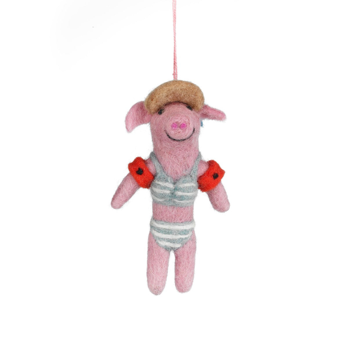 Handmade Felt Babette the Beach Pig Hanging Decoraiton