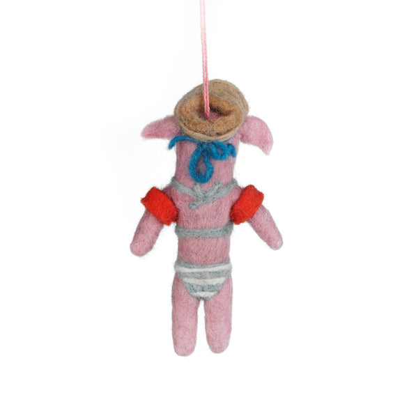 Handmade Felt Babette the Beach Pig Hanging Decoraiton