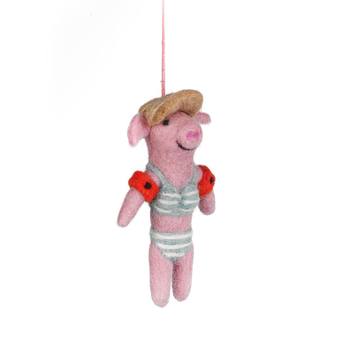 Handmade Felt Babette the Beach Pig Hanging Decoraiton