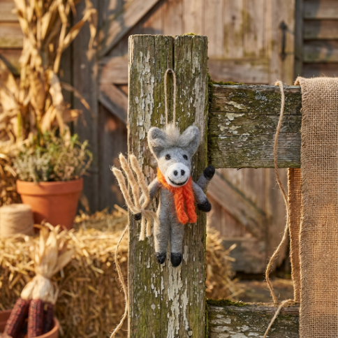 Handmade Felt Barney the Donkey Hanging Spring Decoration