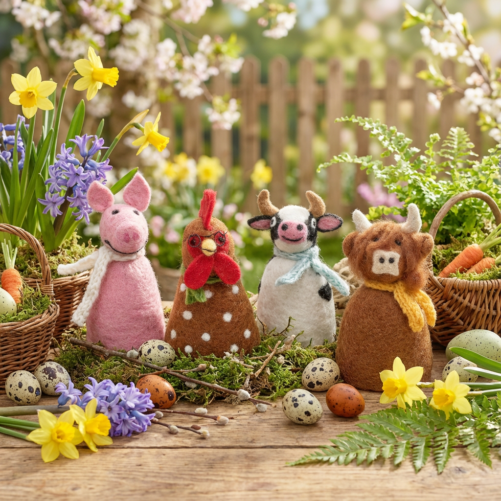 Handmade Felt Barnyard Buddies Tree Toppers Farmyard Decoration