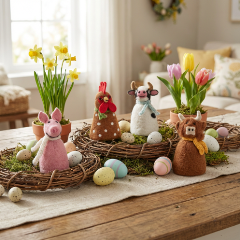 Handmade Felt Barnyard Buddies Tree Toppers Farmyard Decoration