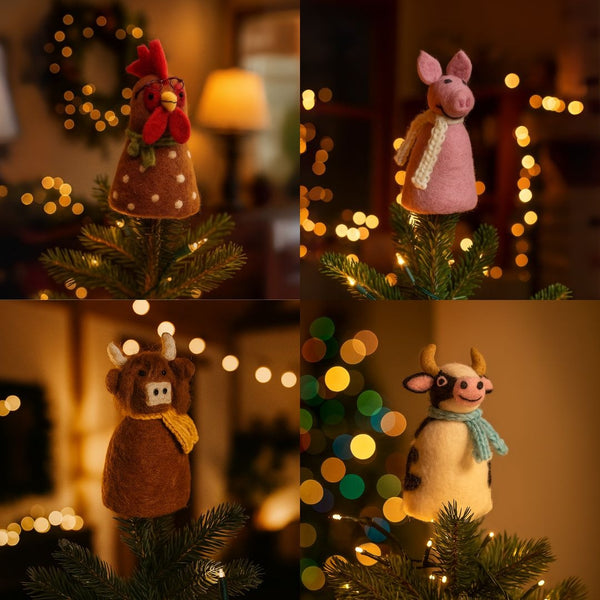 Handmade Felt Barnyard Buddies Tree Toppers Farmyard Decoration